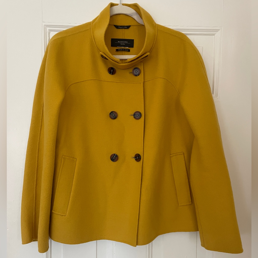 Weekend Max Mara Mustard Double-Breasted Pea Coat